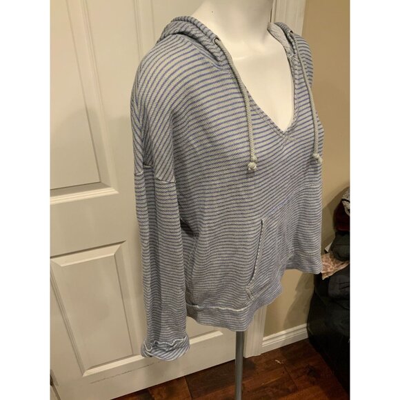 Soft Joie Gray & Blue Striped Hooded Sweatshirt, Size XS - Picture 3 of 6